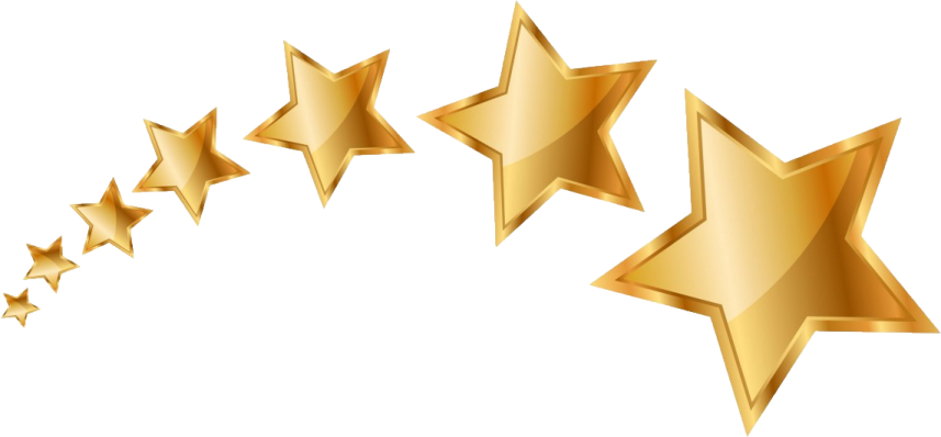 five gold stars on a white background