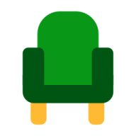 a green chair on a white background
