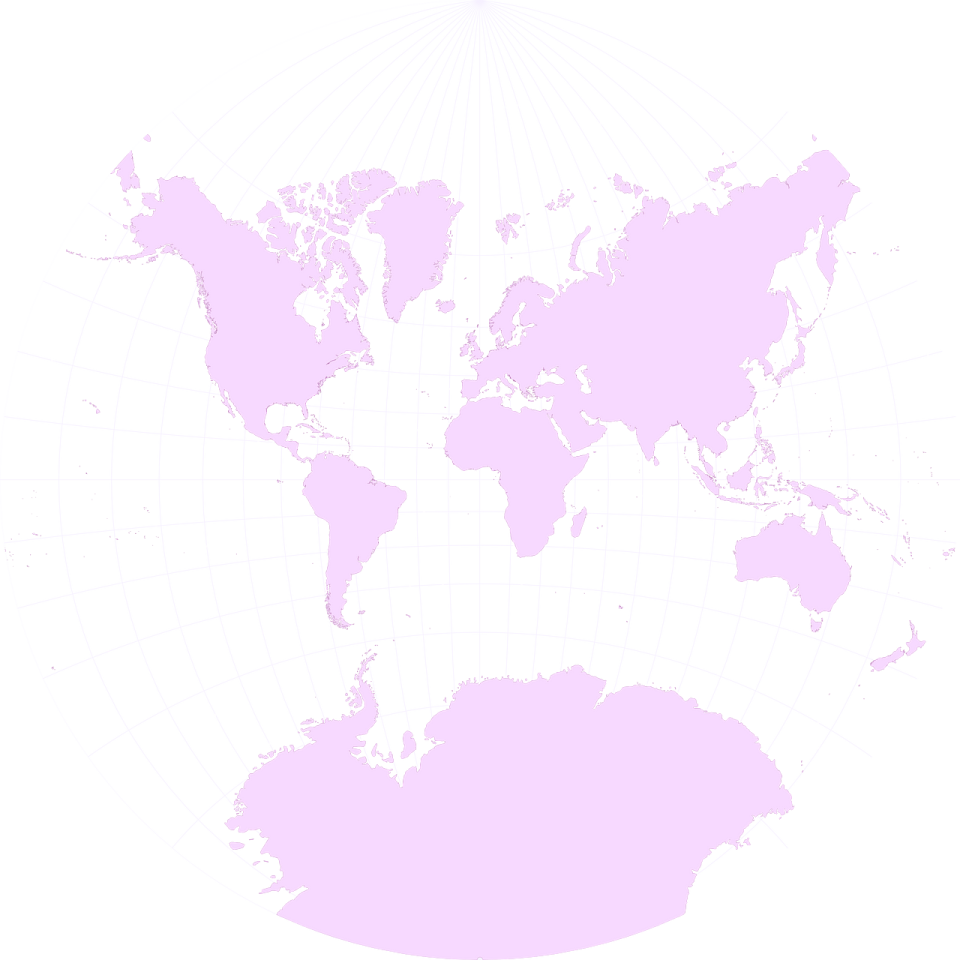 a pink world map on a white background