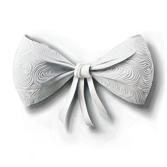 a white bow with a pattern on it