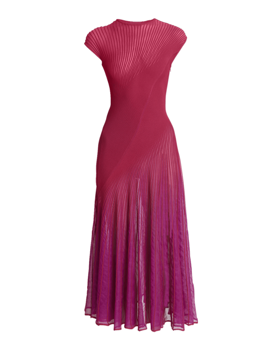 a woman in a pink dress