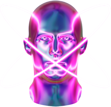 an image of a man's face with neons on it