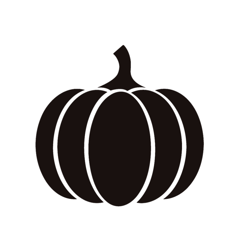 a black and white silhouette of a pumpkin