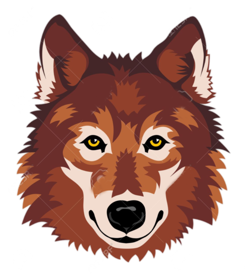 an illustration of a wolf's head