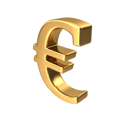 a golden euro sign on a white background