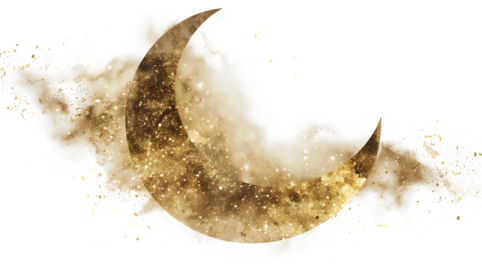 an image of a crescent with dust coming out