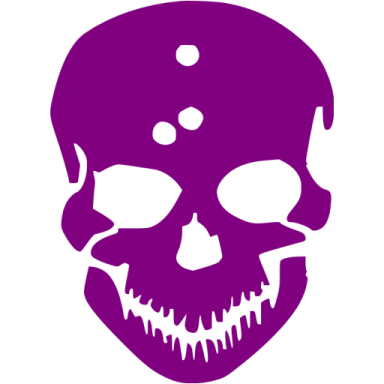 a purple skull on a white background