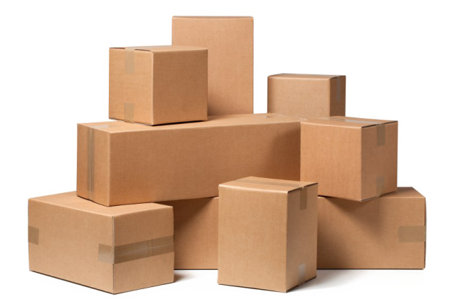 a pile of cardboard boxes