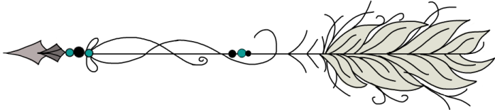 a drawing of a feather and an arrow