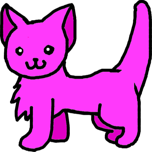 a pink cat on a white background