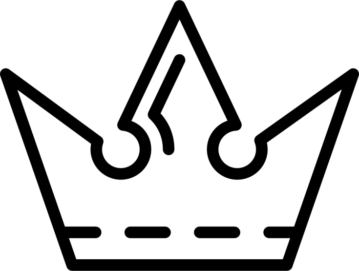 a black and white crown icon