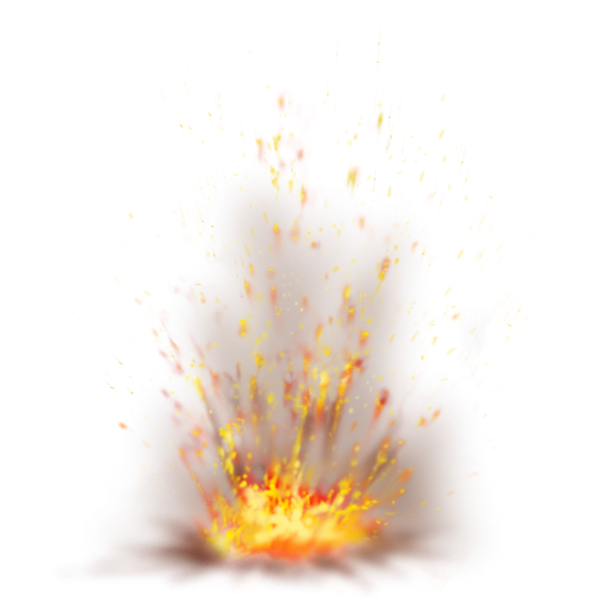 an explosion of fire on a white background
