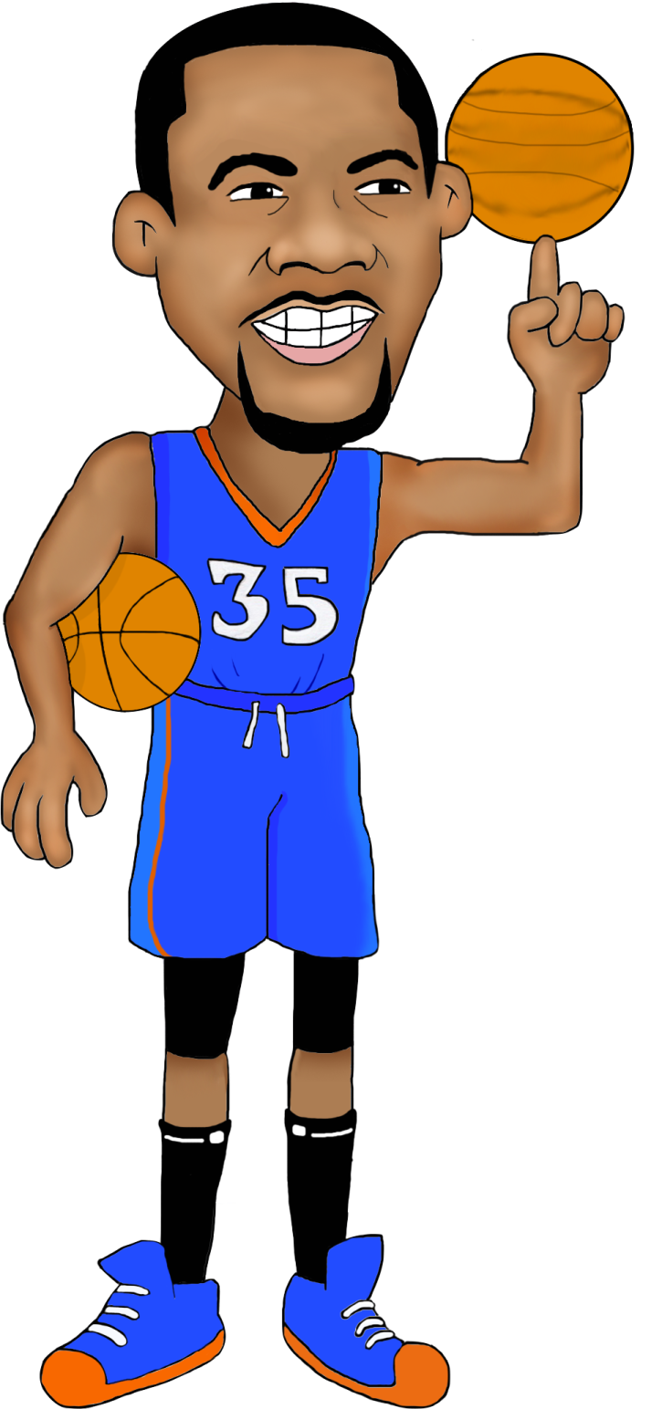 a cartoon basketball player holding a ball