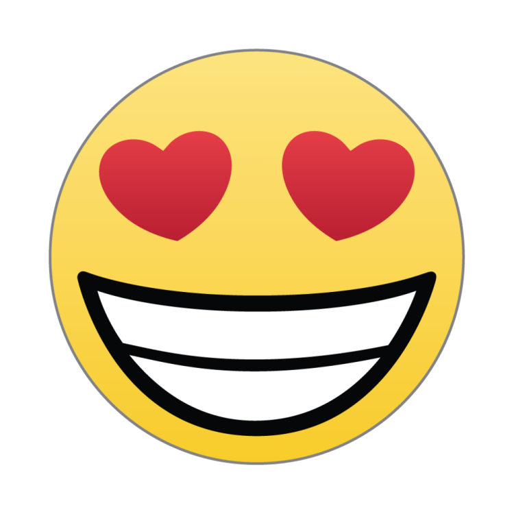 a smiley face with hearts in the eyes