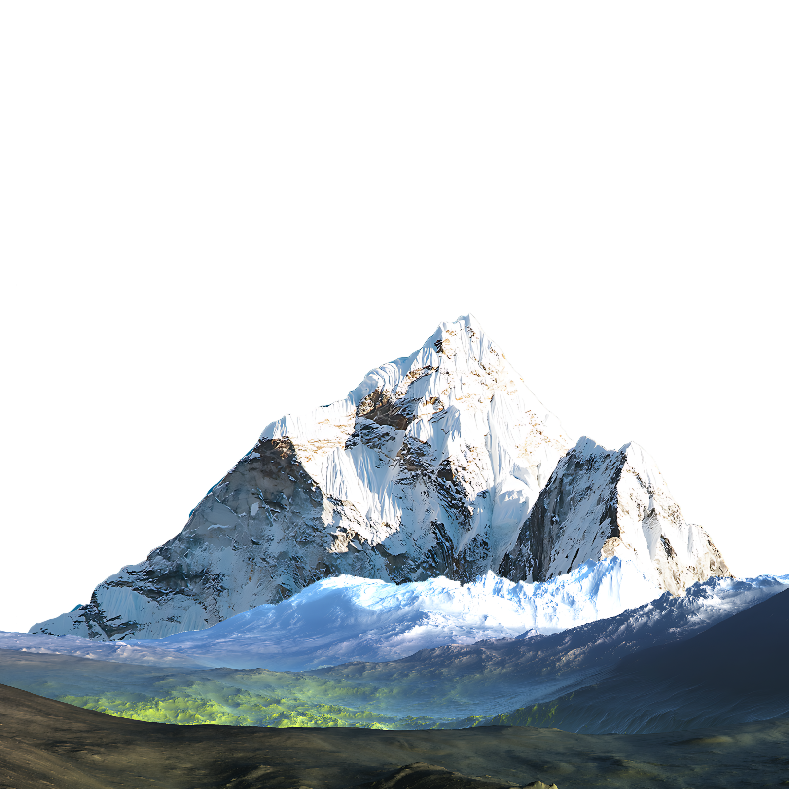 a snow covered mountain peak in the distance