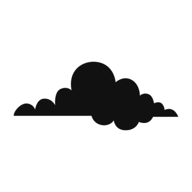 a black silhouette of clouds on a white background