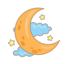 a cartoon moon with stars and clouds
