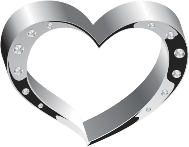 a silver heart with diamonds on it