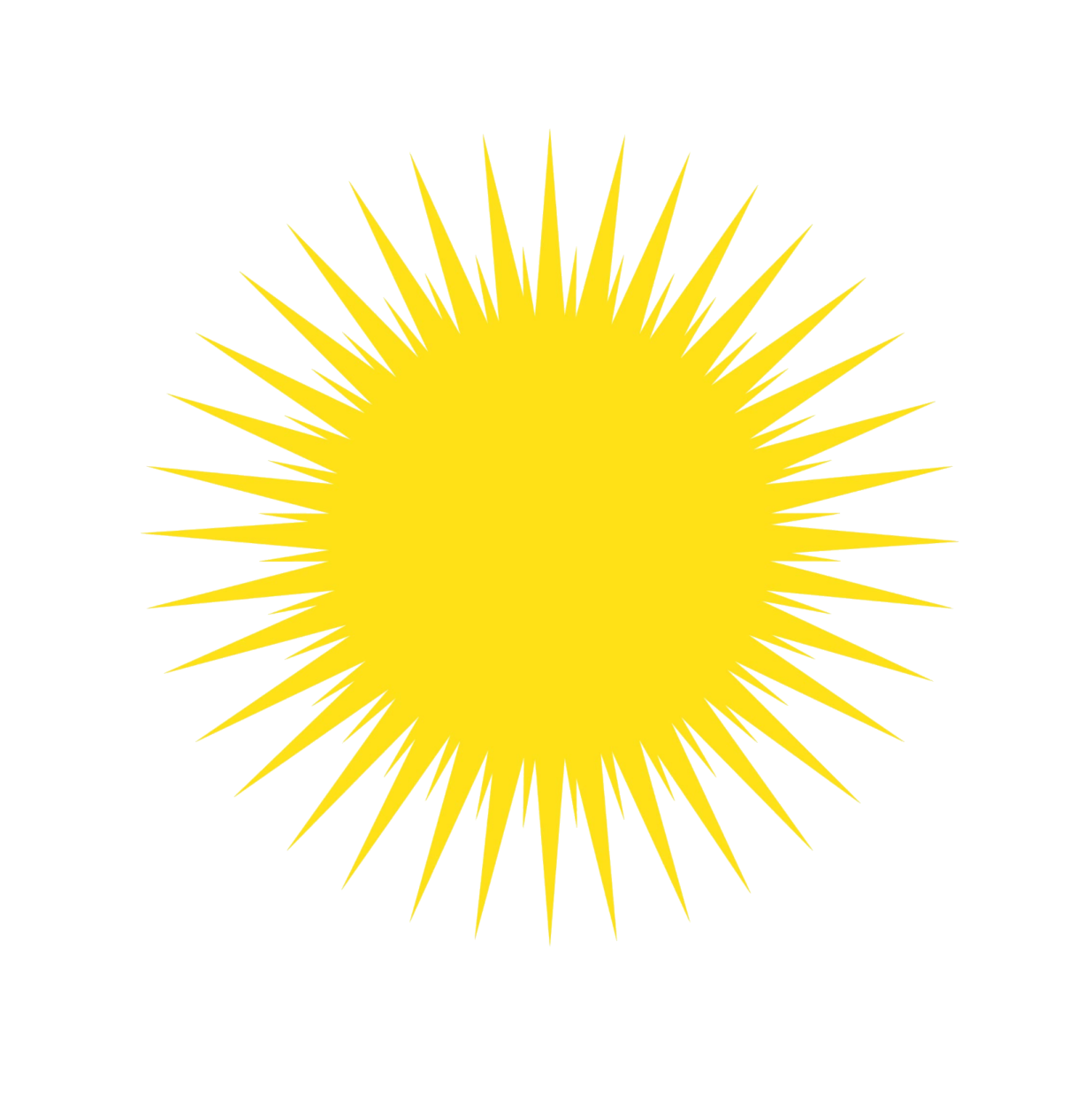 a yellow sun burst on white background