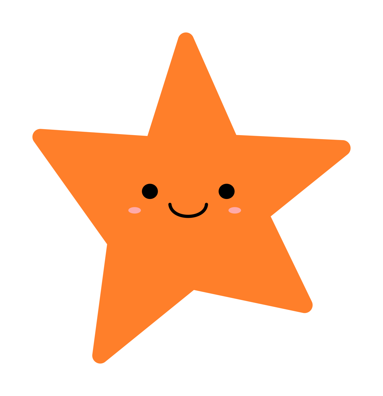 an orange star with a smiling face