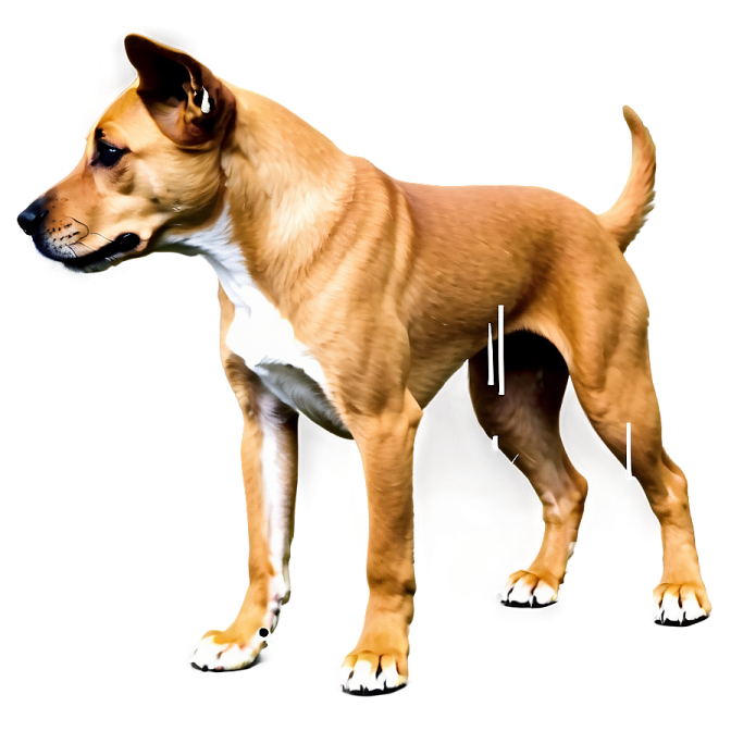 a small dog standing on a white surface