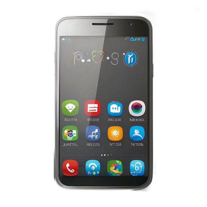 a black smartphone with various icons on it