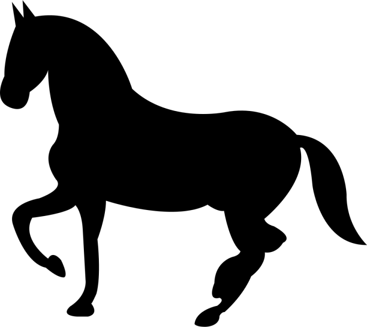 a black and white silhouette of a horse