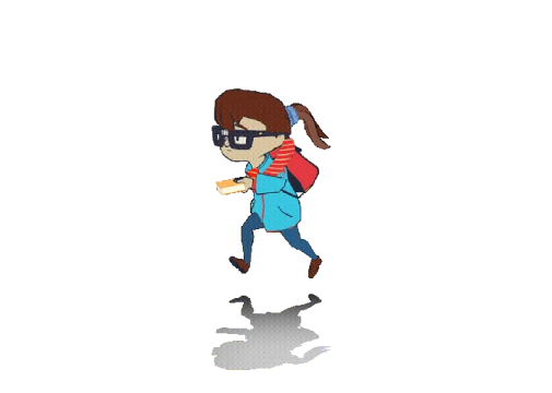 a cartoon character with a backpack on his back