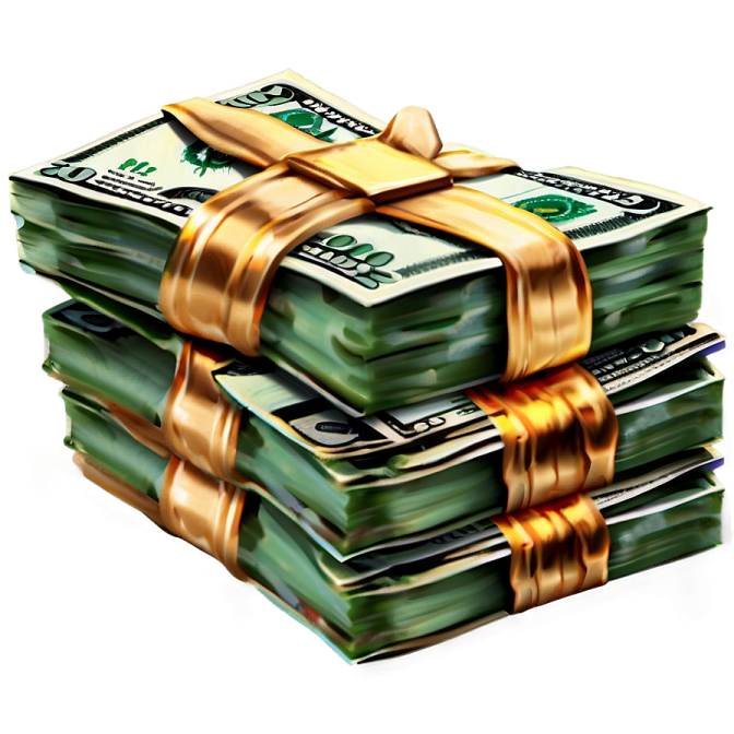 a stack of money wrapped in gold ribbon