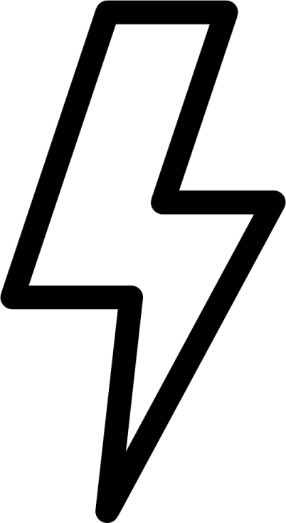 a black and white lightning bolt icon
