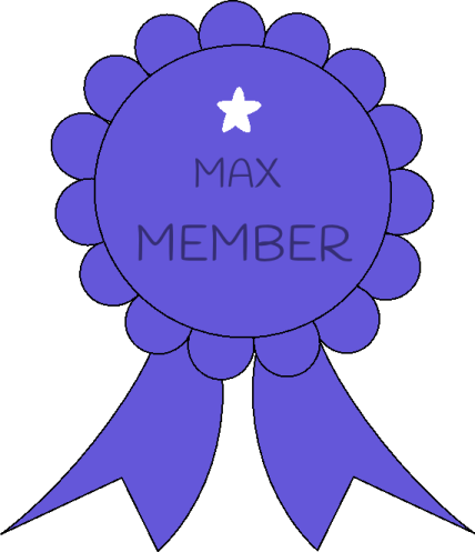 a purple ribbon with the word max member on it