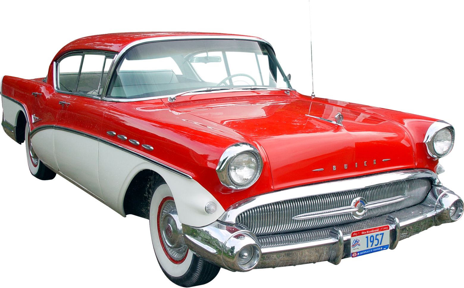 a red and white car