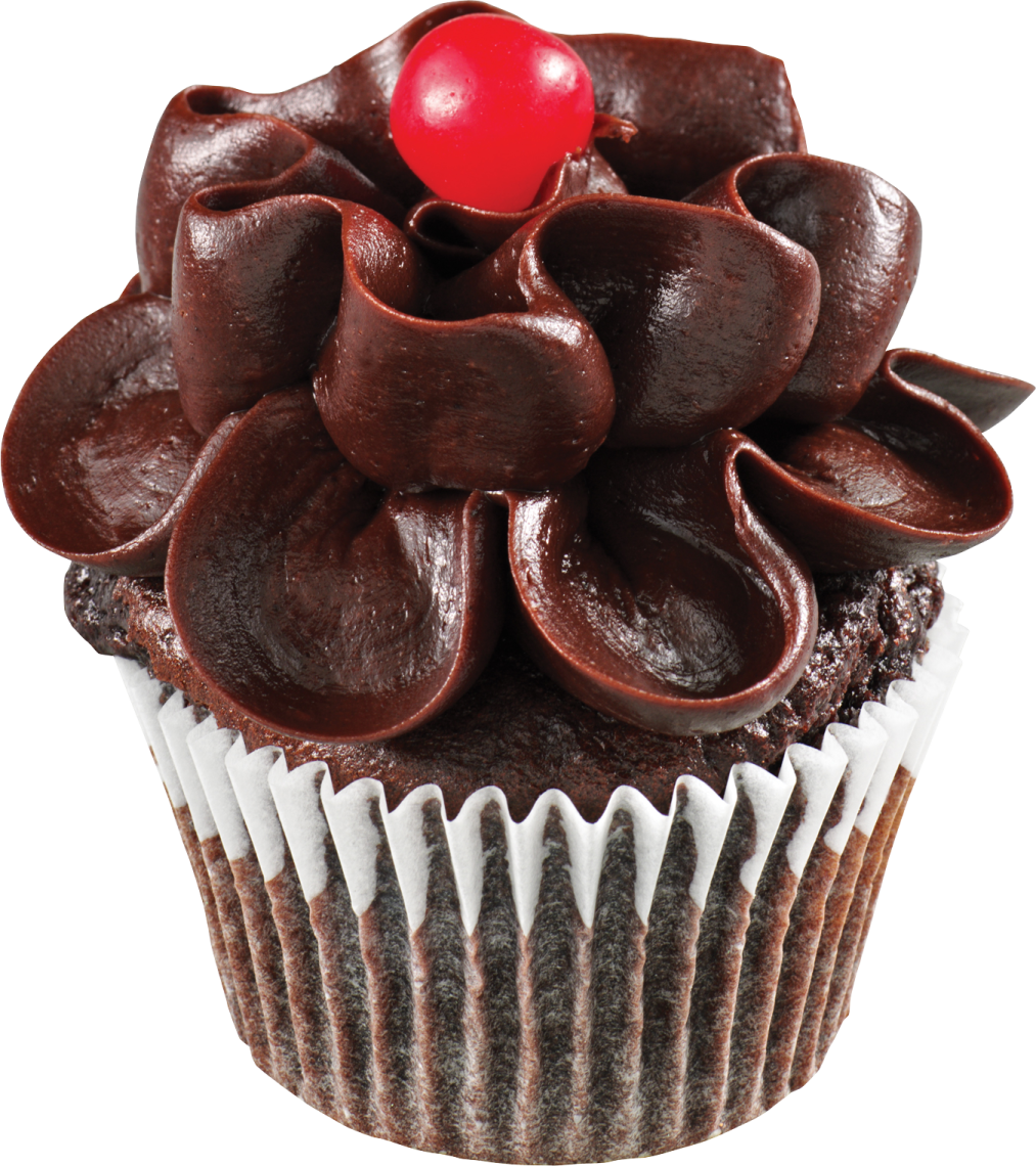 a chocolate cupcake with a cherry on top