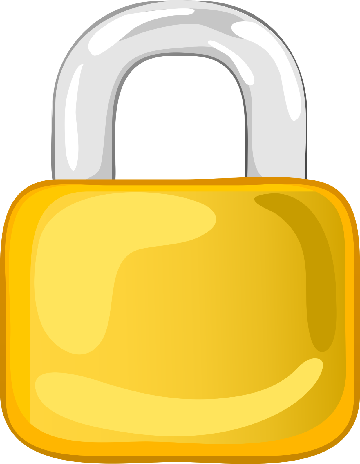 a yellow padlock on white background