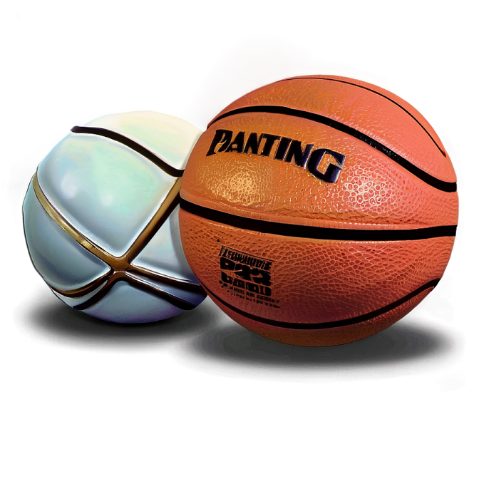 two basketball balls on a white background