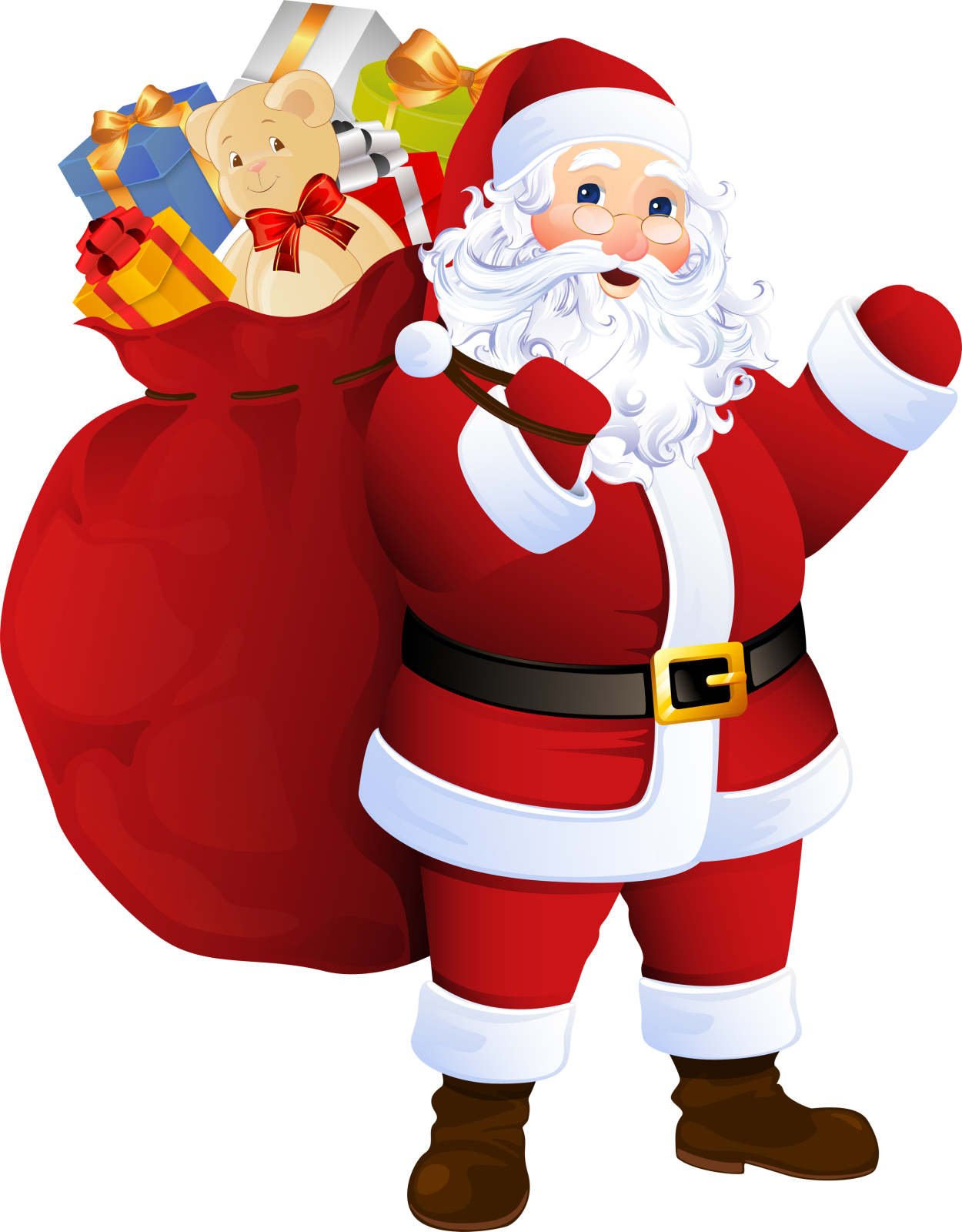 a santa claus carrying a bag full of gifts