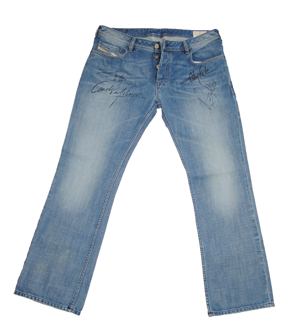 a pair of blue jeans on a white background