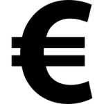 a black and white image of the euro symbol