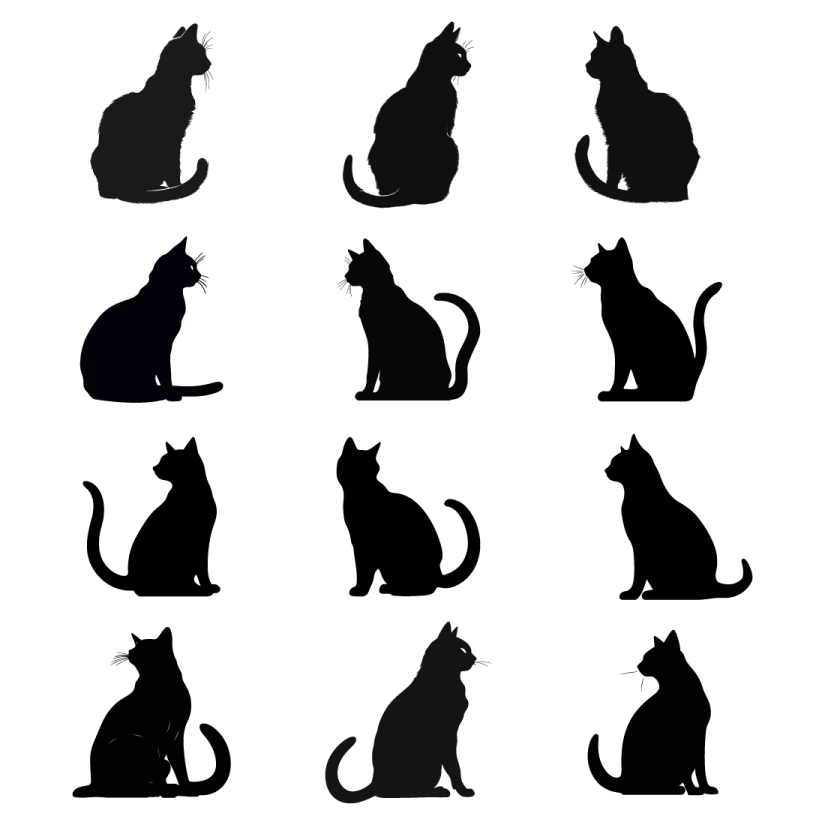 silhouettes of cats vector