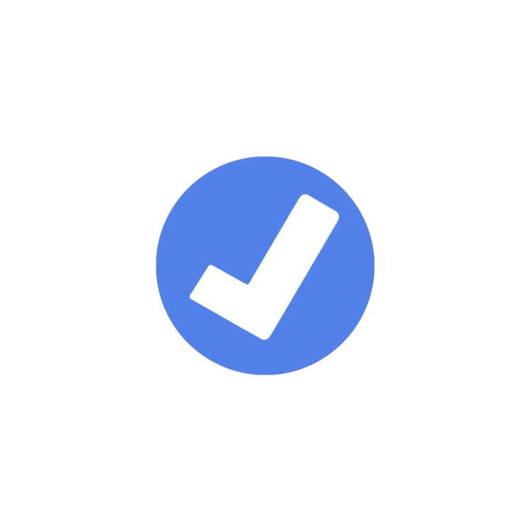 a blue circle with a check mark on it