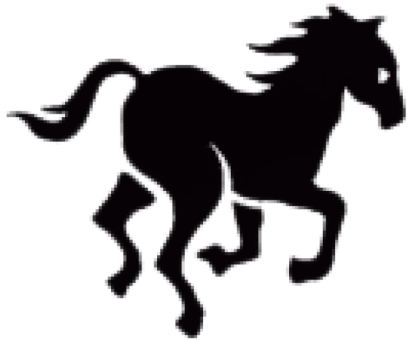 a black and white silhouette of a horse