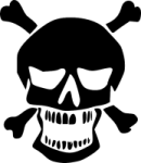 a black and white skull with cross bones