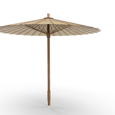 a wooden umbrella on a white background