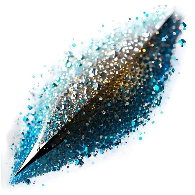 a close up of a blue and gold glitter