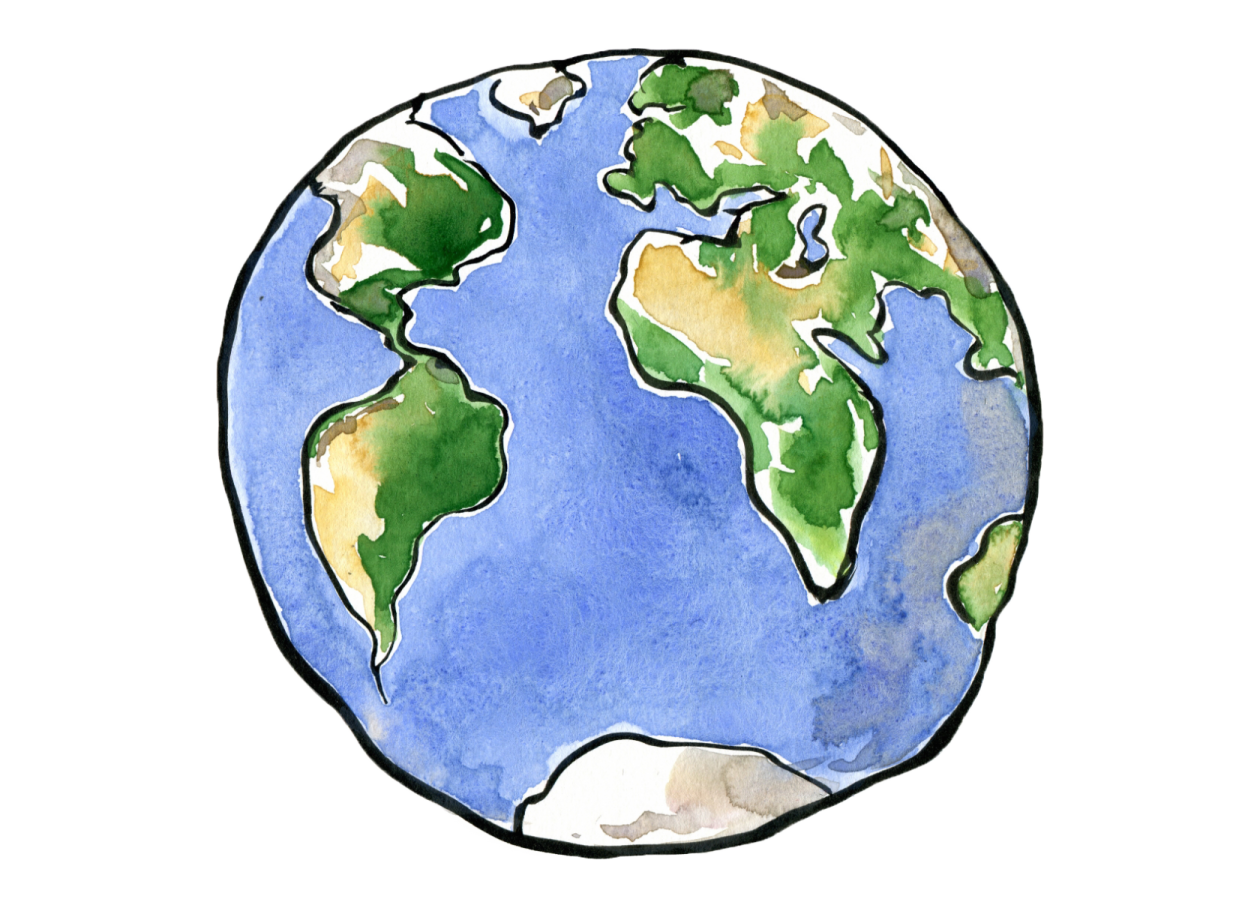 a watercolor drawing of the earth