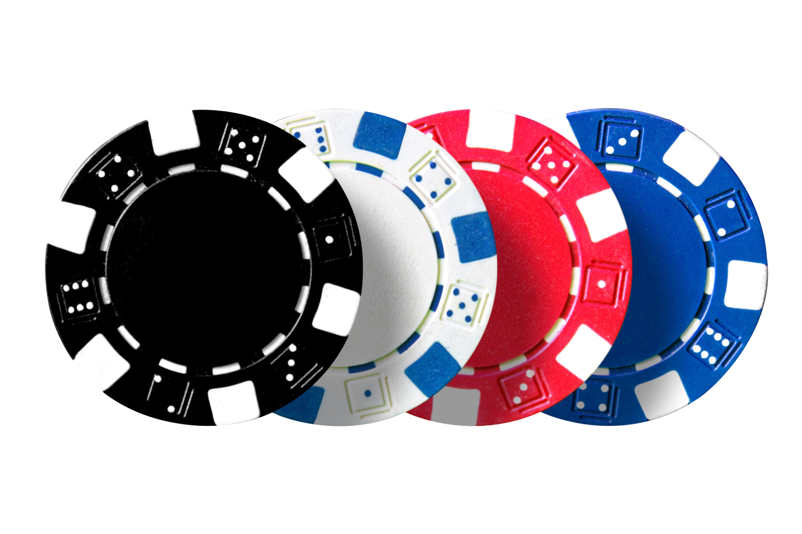 a set of poker chips on a white background