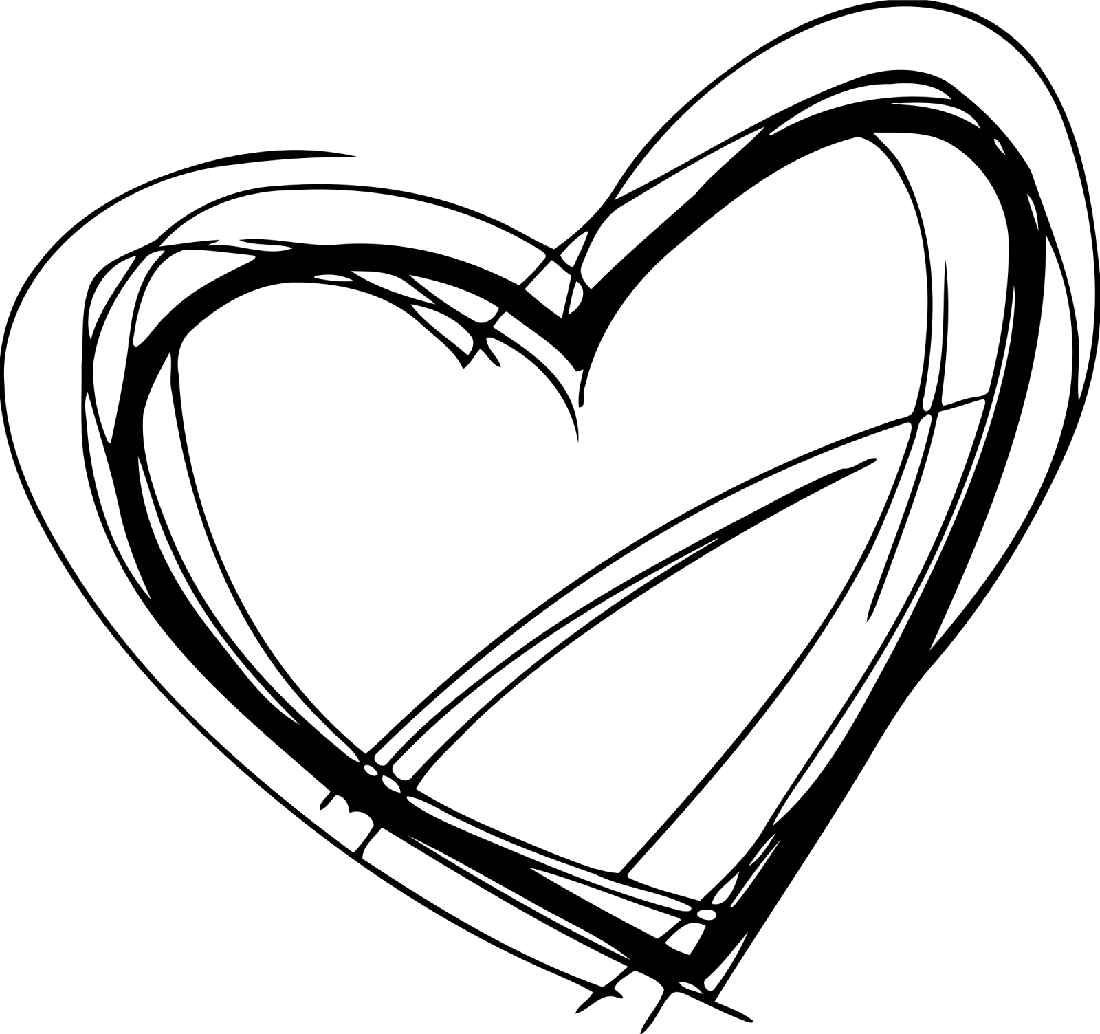 a black and white drawing of a heart