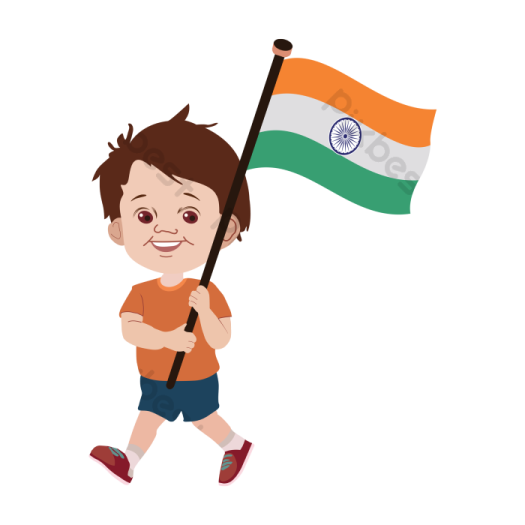 a little boy holding the indian flag