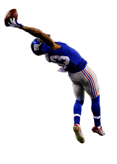 a football player catching a ball in the air