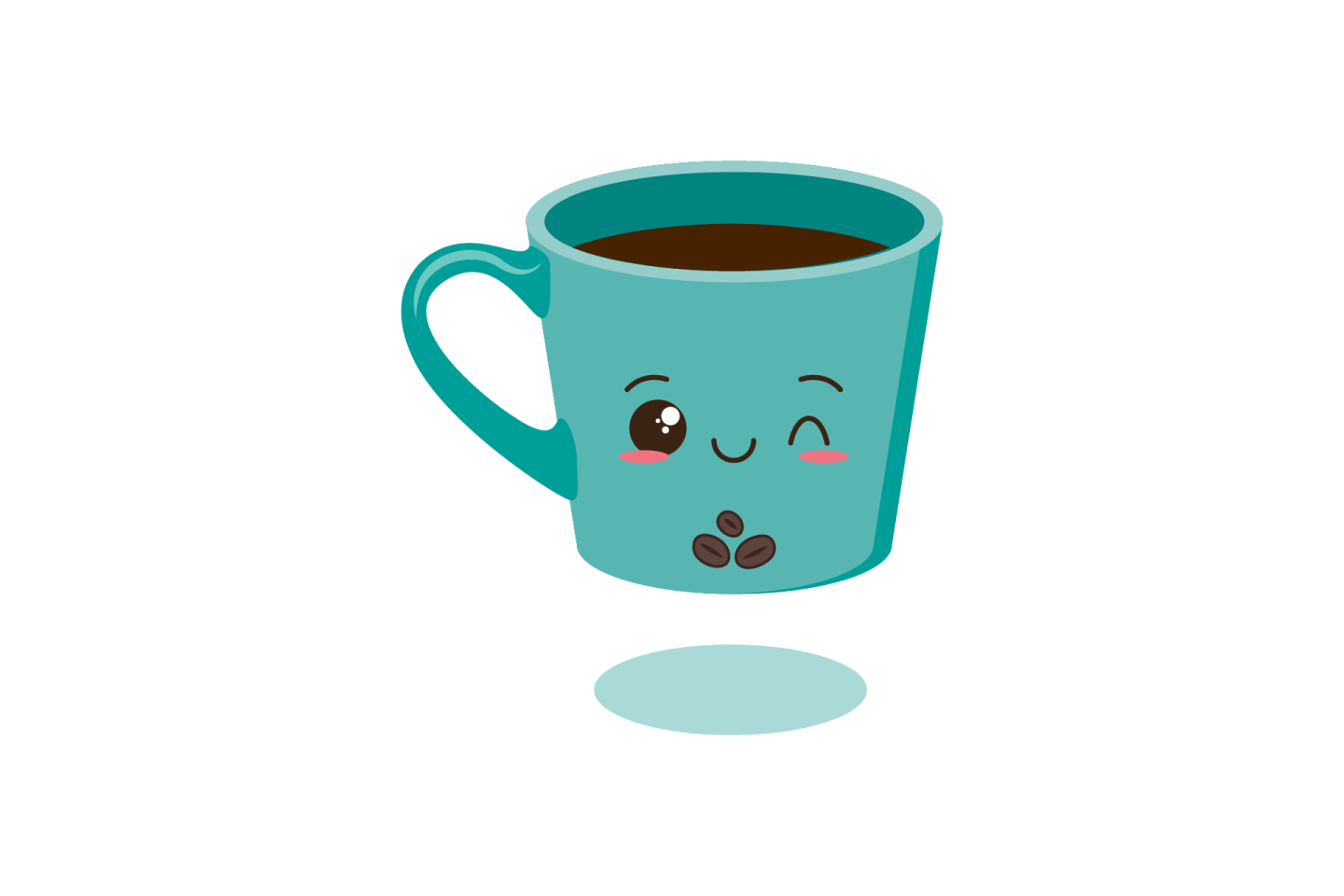 a blue mug with a sad face on it